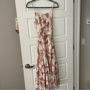 Mine White and Pink Floral Tiered Maxi Dress